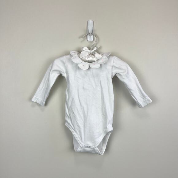 Jacadi Paris White Petal Collar Bodysuit 6 Months - Picture 1 of 6